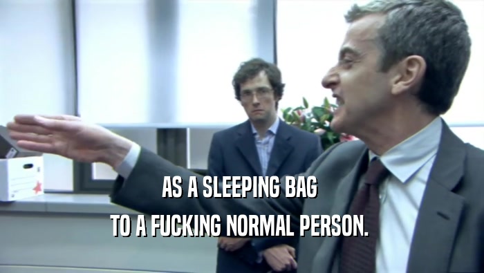 AS A SLEEPING BAG  TO A FUCKING NORMAL PERSON.  