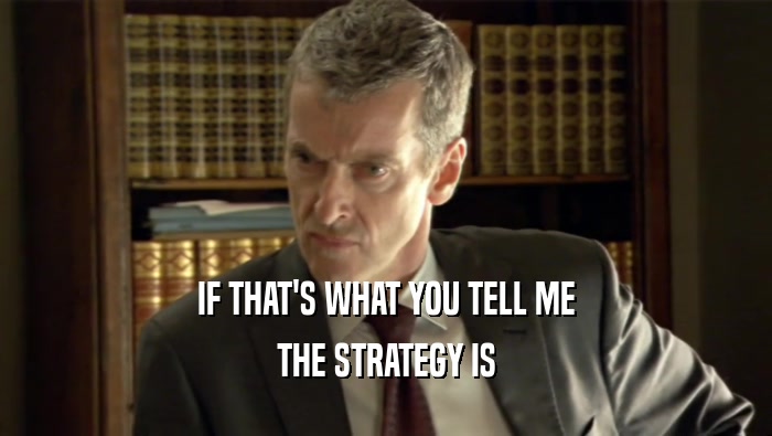 IF THAT'S WHAT YOU TELL ME THE STRATEGY IS 