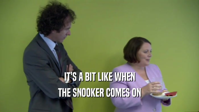 IT'S A BIT LIKE WHEN THE SNOOKER COMES ON 