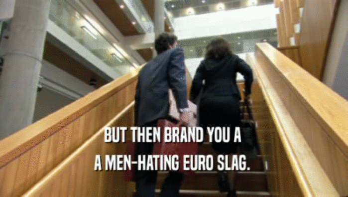BUT THEN BRAND YOU A 
 A MEN-HATING EURO SLAG. 
 