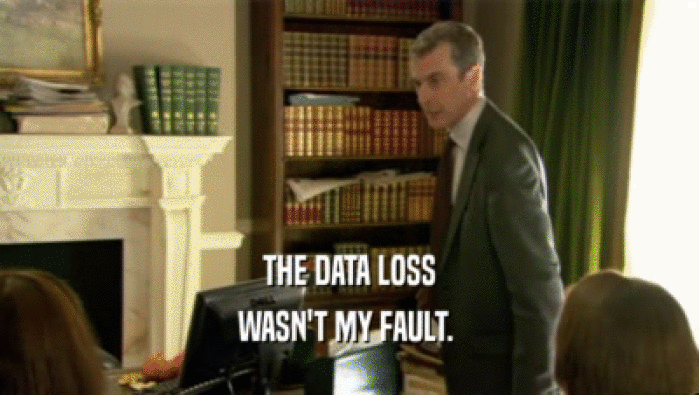 THE DATA LOSS WASN'T MY FAULT.  
