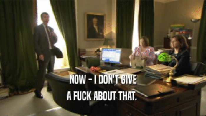 NOW - I DON'T GIVE A FUCK ABOUT THAT.  