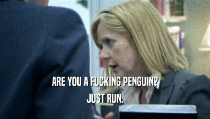 ARE YOU A FUCKING PENGUIN?
 JUST RUN.
 