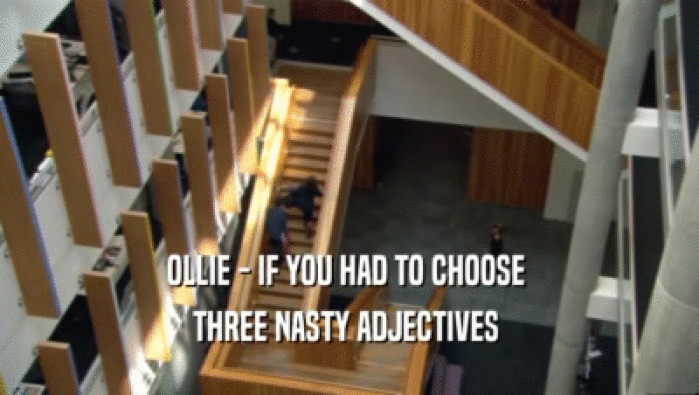 OLLIE - IF YOU HAD TO CHOOSE 
 THREE NASTY ADJECTIVES 
 