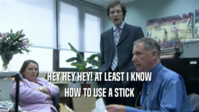 HEY HEY HEY! AT LEAST I KNOW HOW TO USE A STICK 