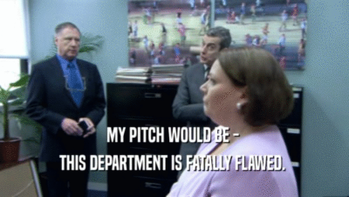 MY PITCH WOULD BE -  THIS DEPARTMENT IS FATALLY FLAWED.  