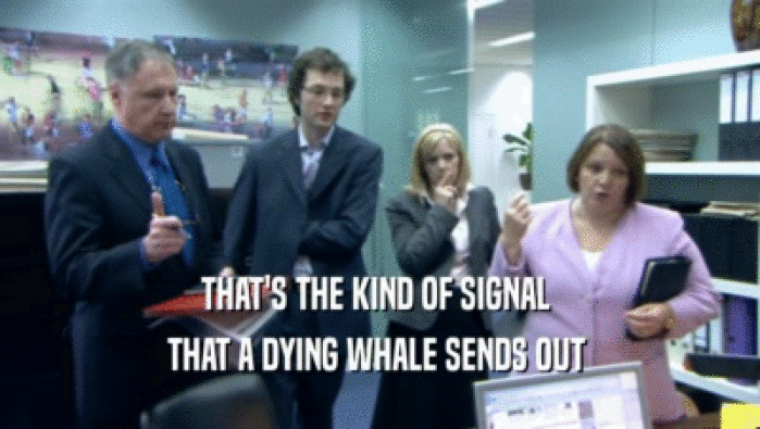 THAT'S THE KIND OF SIGNAL  THAT A DYING WHALE SENDS OUT  