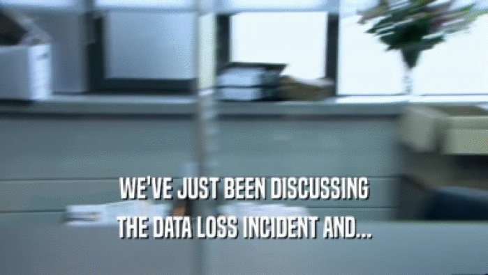 WE'VE JUST BEEN DISCUSSING THE DATA LOSS INCIDENT AND... 