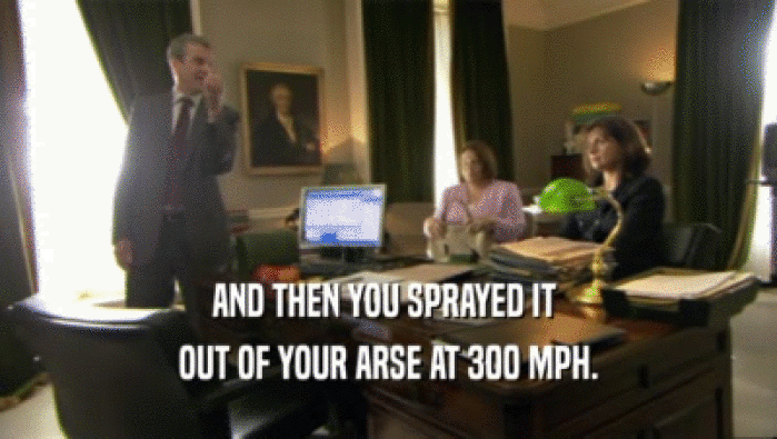 AND THEN YOU SPRAYED IT  OUT OF YOUR ARSE AT 300 MPH. 