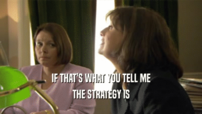 IF THAT'S WHAT YOU TELL ME THE STRATEGY IS 