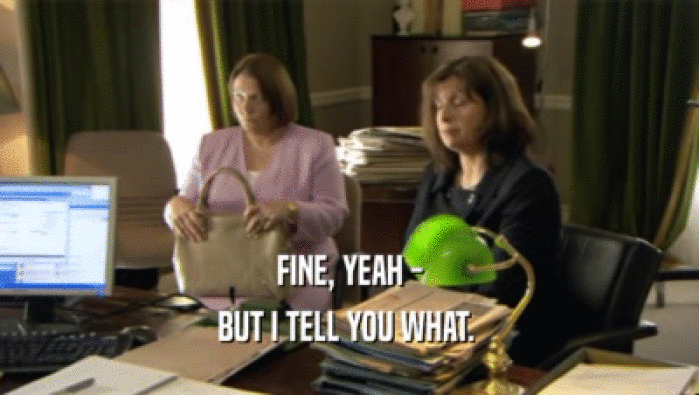 FINE, YEAH - BUT I TELL YOU WHAT.  