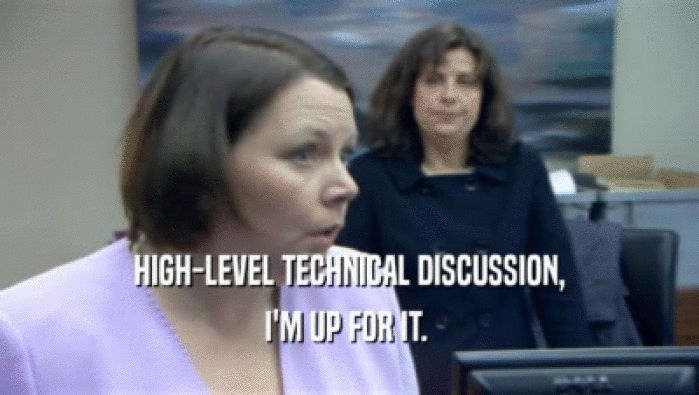 HIGH-LEVEL TECHNICAL DISCUSSION, I'M UP FOR IT.  