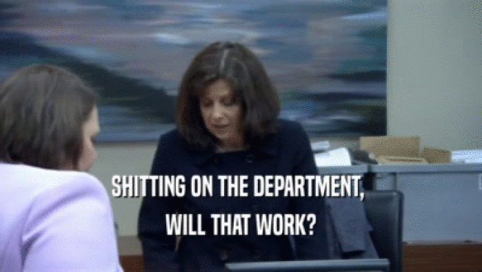 SHITTING ON THE DEPARTMENT,  WILL THAT WORK? 