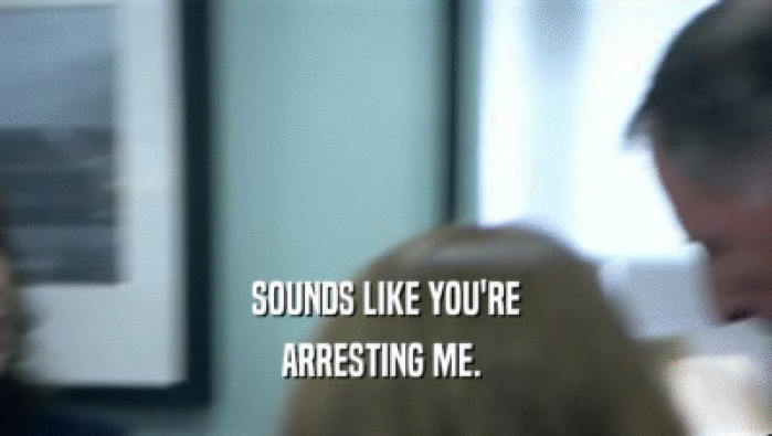 SOUNDS LIKE YOU'RE ARRESTING ME.  
