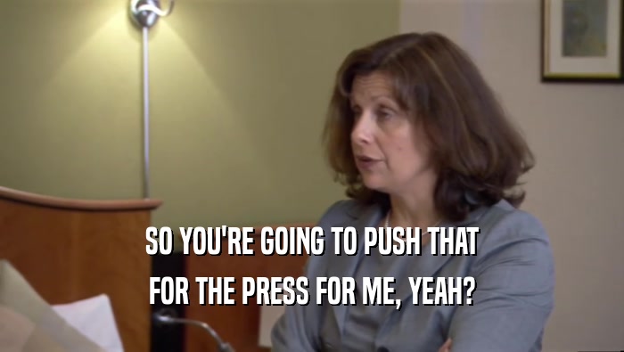 SO YOU'RE GOING TO PUSH THAT FOR THE PRESS FOR ME, YEAH? 