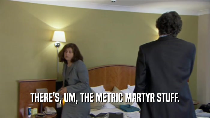 THERE'S, UM, THE METRIC MARTYR STUFF.  