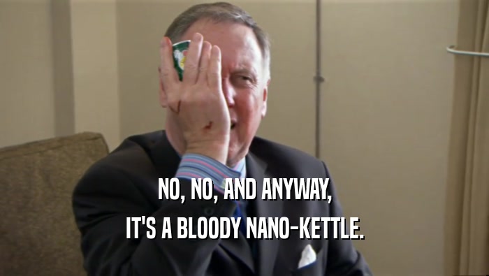 NO, NO, AND ANYWAY, IT'S A BLOODY NANO-KETTLE. 