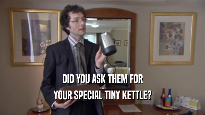 DID YOU ASK THEM FOR
 YOUR SPECIAL TINY KETTLE?
 