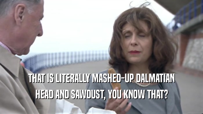 THAT IS LITERALLY MASHED-UP DALMATIAN HEAD AND SAWDUST, YOU KNOW THAT? 