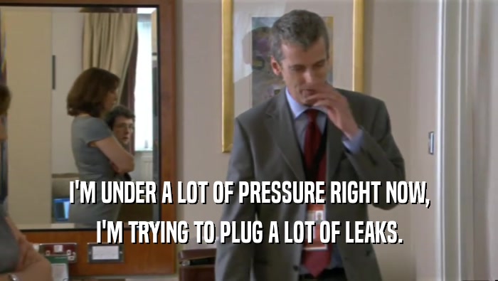 I'M UNDER A LOT OF PRESSURE RIGHT NOW,
 I'M TRYING TO PLUG A LOT OF LEAKS.
 