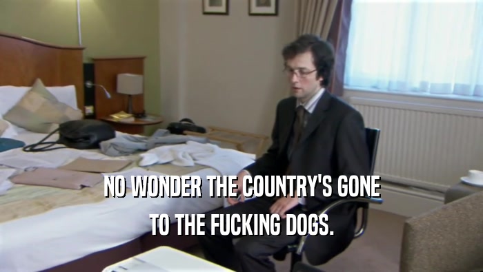 NO WONDER THE COUNTRY'S GONE TO THE FUCKING DOGS. 