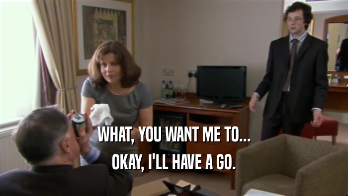 WHAT, YOU WANT ME TO... OKAY, I'LL HAVE A GO. 