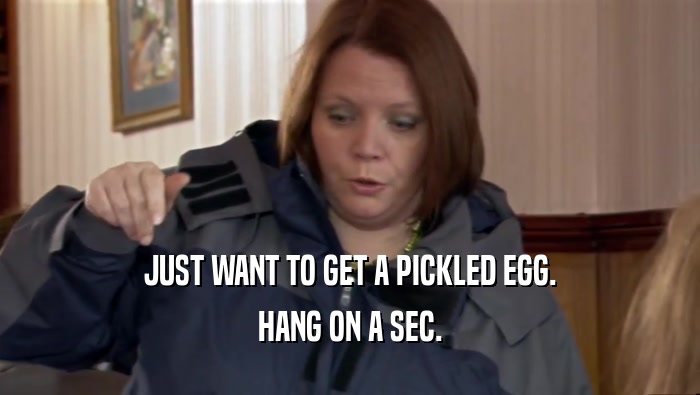 JUST WANT TO GET A PICKLED EGG. HANG ON A SEC. 