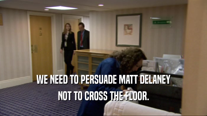 WE NEED TO PERSUADE MATT DELANEY NOT TO CROSS THE FLOOR. 