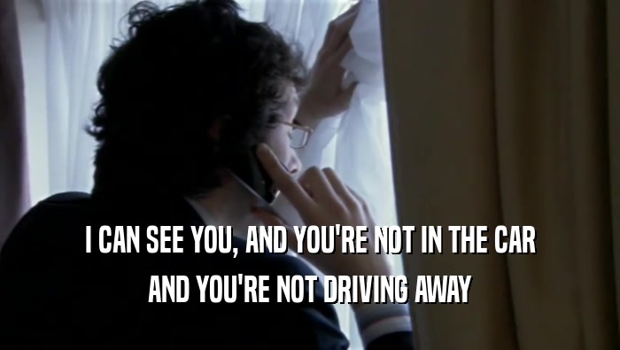 I CAN SEE YOU, AND YOU'RE NOT IN THE CAR AND YOU'RE NOT DRIVING AWAY 