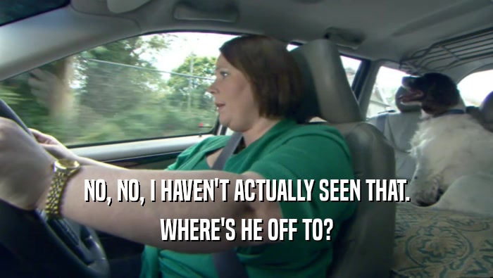 NO, NO, I HAVEN'T ACTUALLY SEEN THAT. WHERE'S HE OFF TO? 