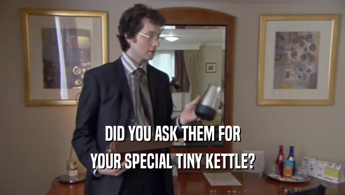 DID YOU ASK THEM FOR
 YOUR SPECIAL TINY KETTLE?
 