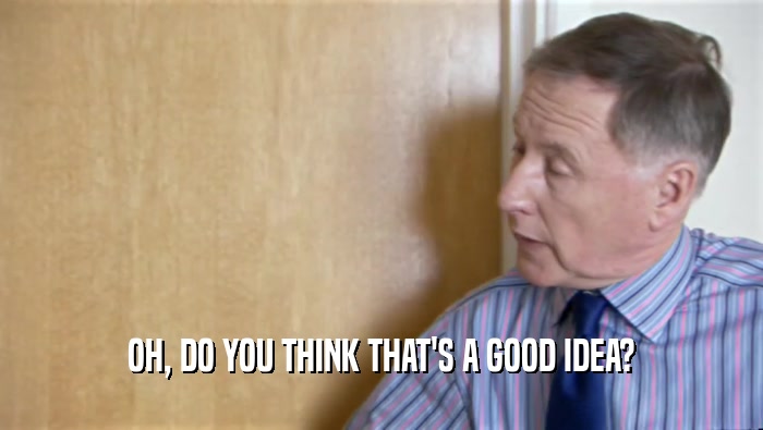 OH, DO YOU THINK THAT'S A GOOD IDEA?  