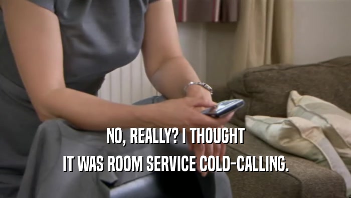NO, REALLY? I THOUGHT
 IT WAS ROOM SERVICE COLD-CALLING.
 