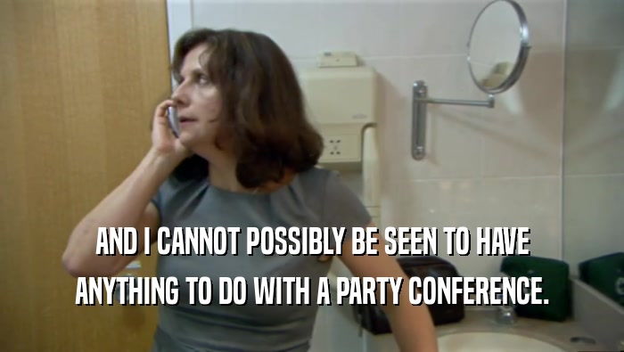 AND I CANNOT POSSIBLY BE SEEN TO HAVE ANYTHING TO DO WITH A PARTY CONFERENCE. 