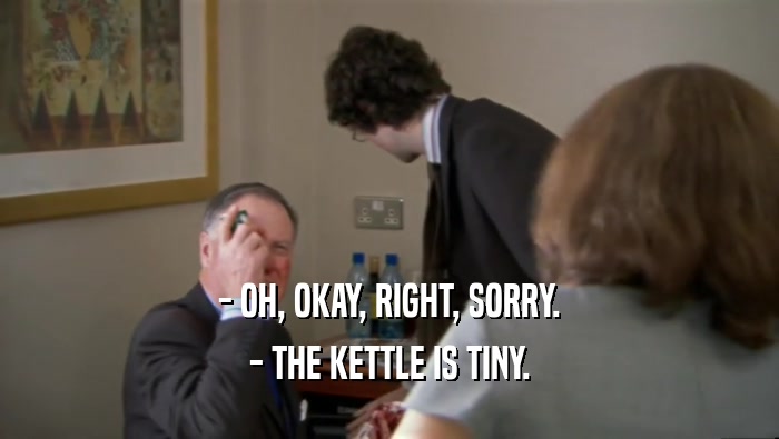 - OH, OKAY, RIGHT, SORRY. - THE KETTLE IS TINY. 