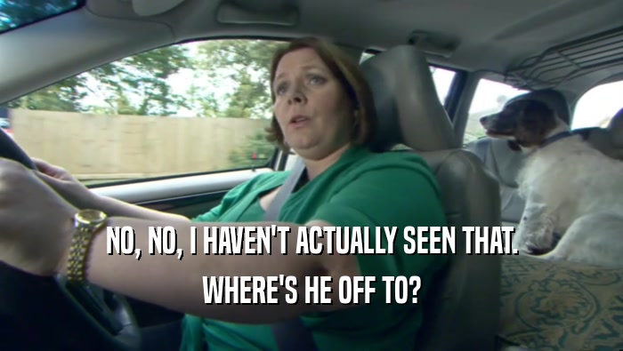 NO, NO, I HAVEN'T ACTUALLY SEEN THAT. WHERE'S HE OFF TO? 