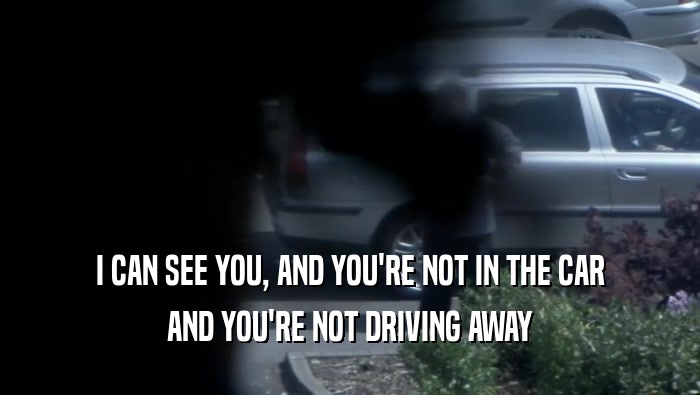 I CAN SEE YOU, AND YOU'RE NOT IN THE CAR AND YOU'RE NOT DRIVING AWAY 