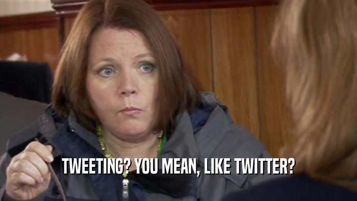 TWEETING? YOU MEAN, LIKE TWITTER?  