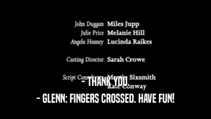 - THANK YOU. - GLENN: FINGERS CROSSED. HAVE FUN! 