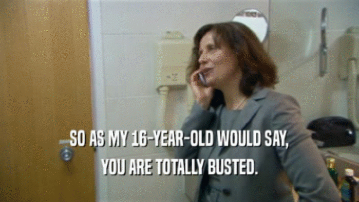 SO AS MY 16-YEAR-OLD WOULD SAY, YOU ARE TOTALLY BUSTED. 
