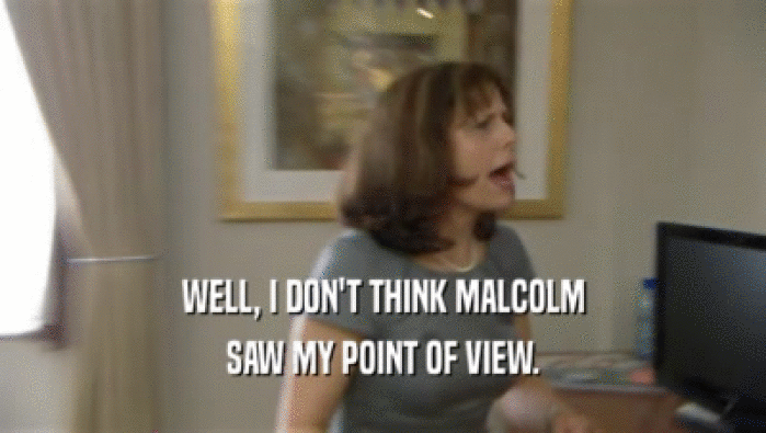 WELL, I DON'T THINK MALCOLM
 SAW MY POINT OF VIEW.
 