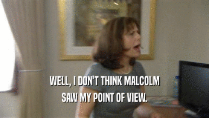 WELL, I DON'T THINK MALCOLM SAW MY POINT OF VIEW. 