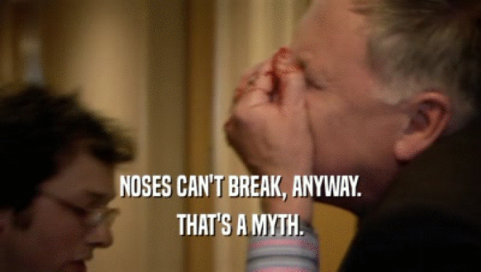 NOSES CAN'T BREAK, ANYWAY. THAT'S A MYTH. 