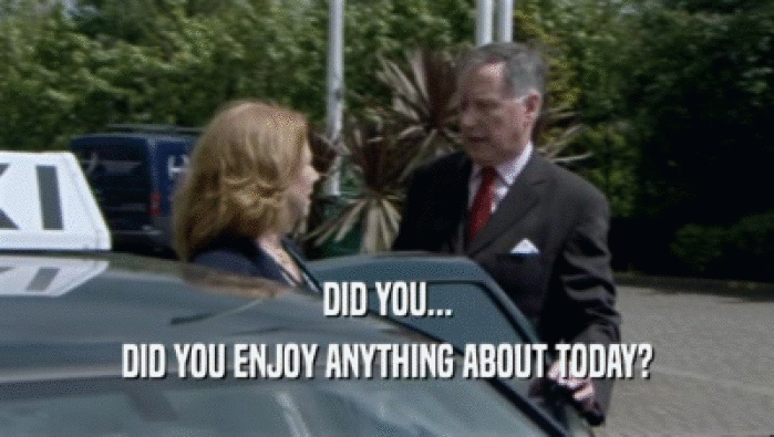 DID YOU... DID YOU ENJOY ANYTHING ABOUT TODAY? 