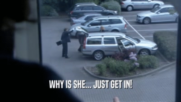 WHY IS SHE... JUST GET IN!  