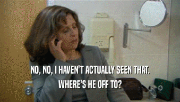 NO, NO, I HAVEN'T ACTUALLY SEEN THAT. WHERE'S HE OFF TO? 