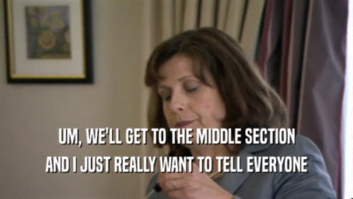 UM, WE'LL GET TO THE MIDDLE SECTION AND I JUST REALLY WANT TO TELL EVERYONE 