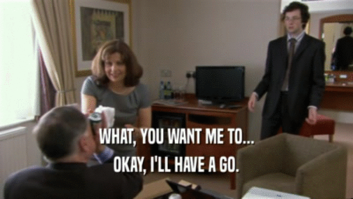WHAT, YOU WANT ME TO... OKAY, I'LL HAVE A GO. 