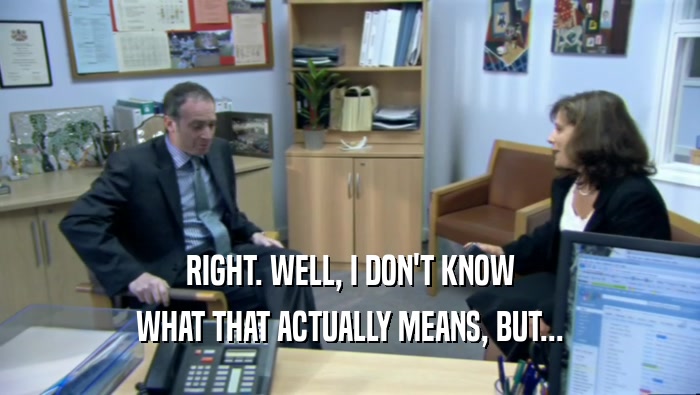 RIGHT. WELL, I DON'T KNOW WHAT THAT ACTUALLY MEANS, BUT... 