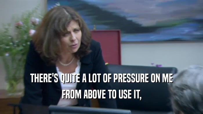 THERE'S QUITE A LOT OF PRESSURE ON ME FROM ABOVE TO USE IT, 